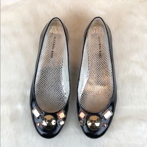 Gianni Bini Black Ballet Flats with Metallic Jewel
